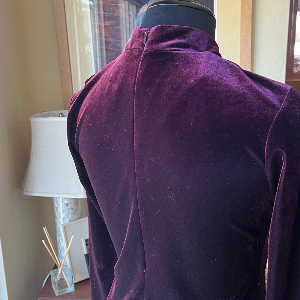 K.C. Spencer New York vintage fitted purple velour/polyester dress, 4 Petite - Picture 5 of 8
